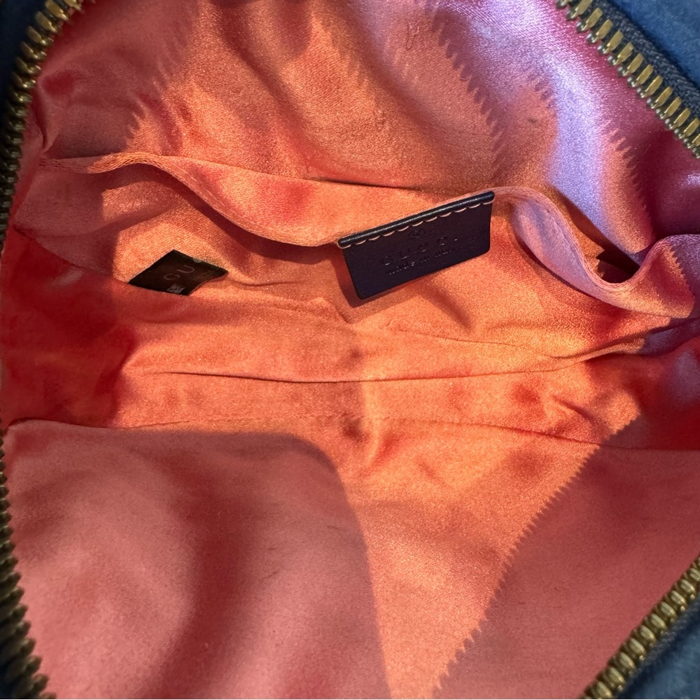 🔴SOLD🔴GUCCI Velvet Matelasse GG Marmont Belt Bag 85 34 Cobalt Blue - Picture 16 of 17